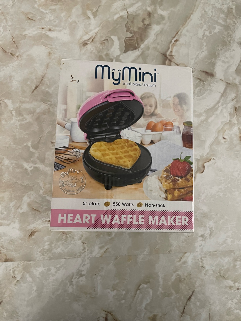 Mini Heart Waffle Maker - Pink and Black